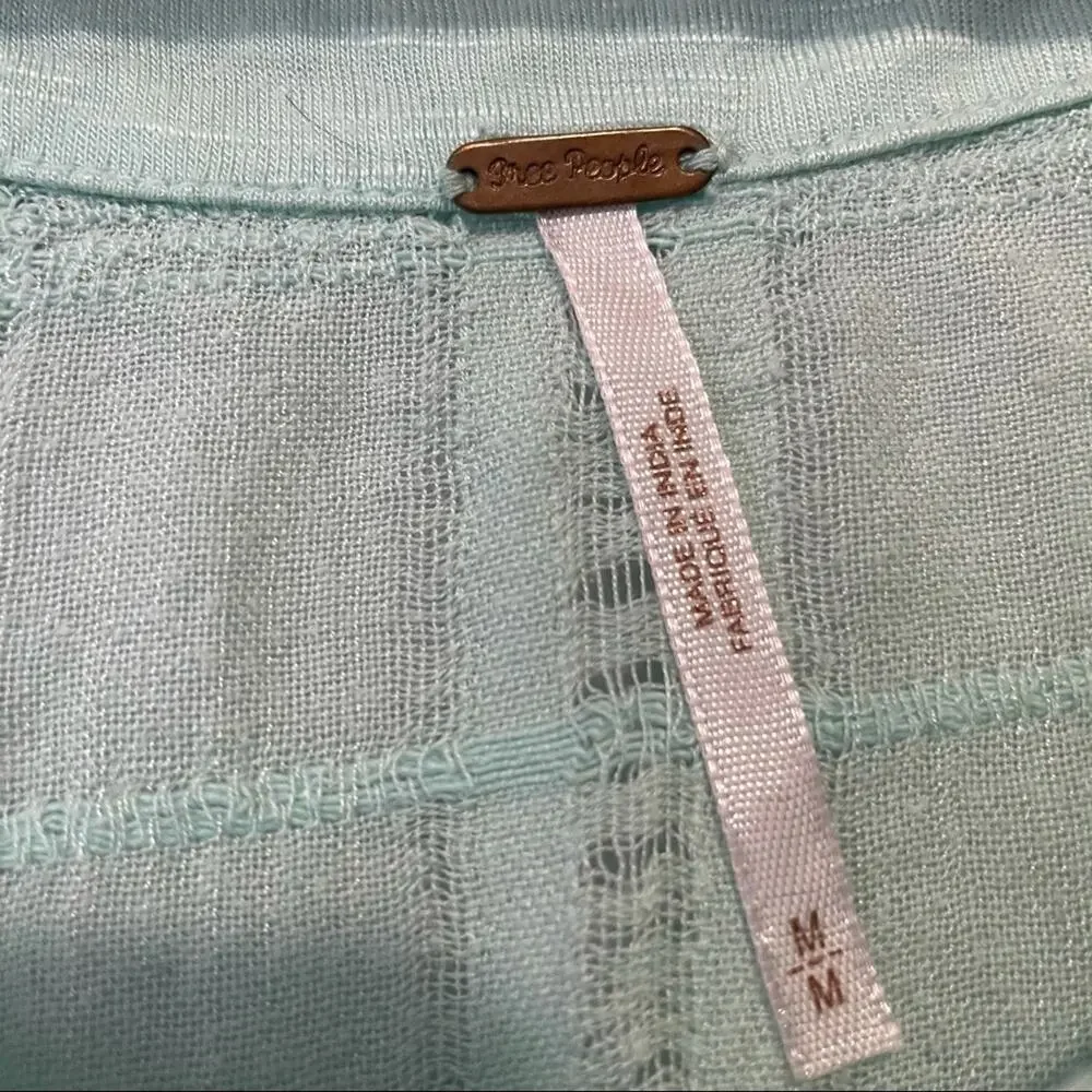 Free People teal green eyelet dolman short sleeve size medium flowy